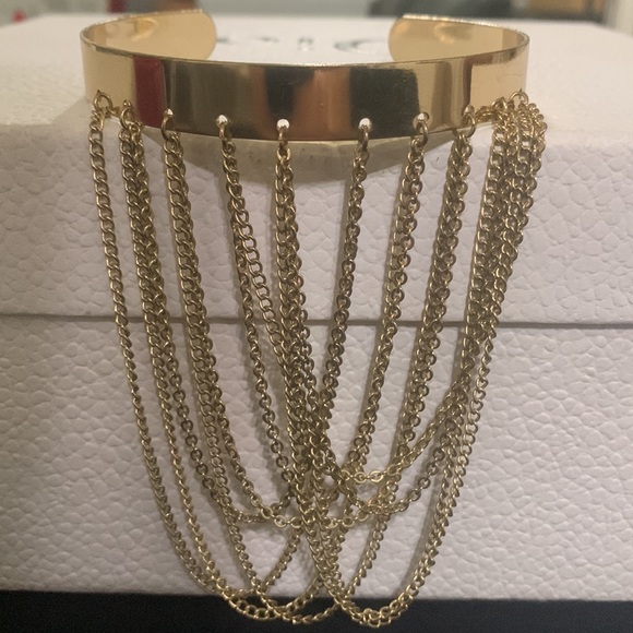 Gold adjustable armband with gold chains - Picture 5 of 6